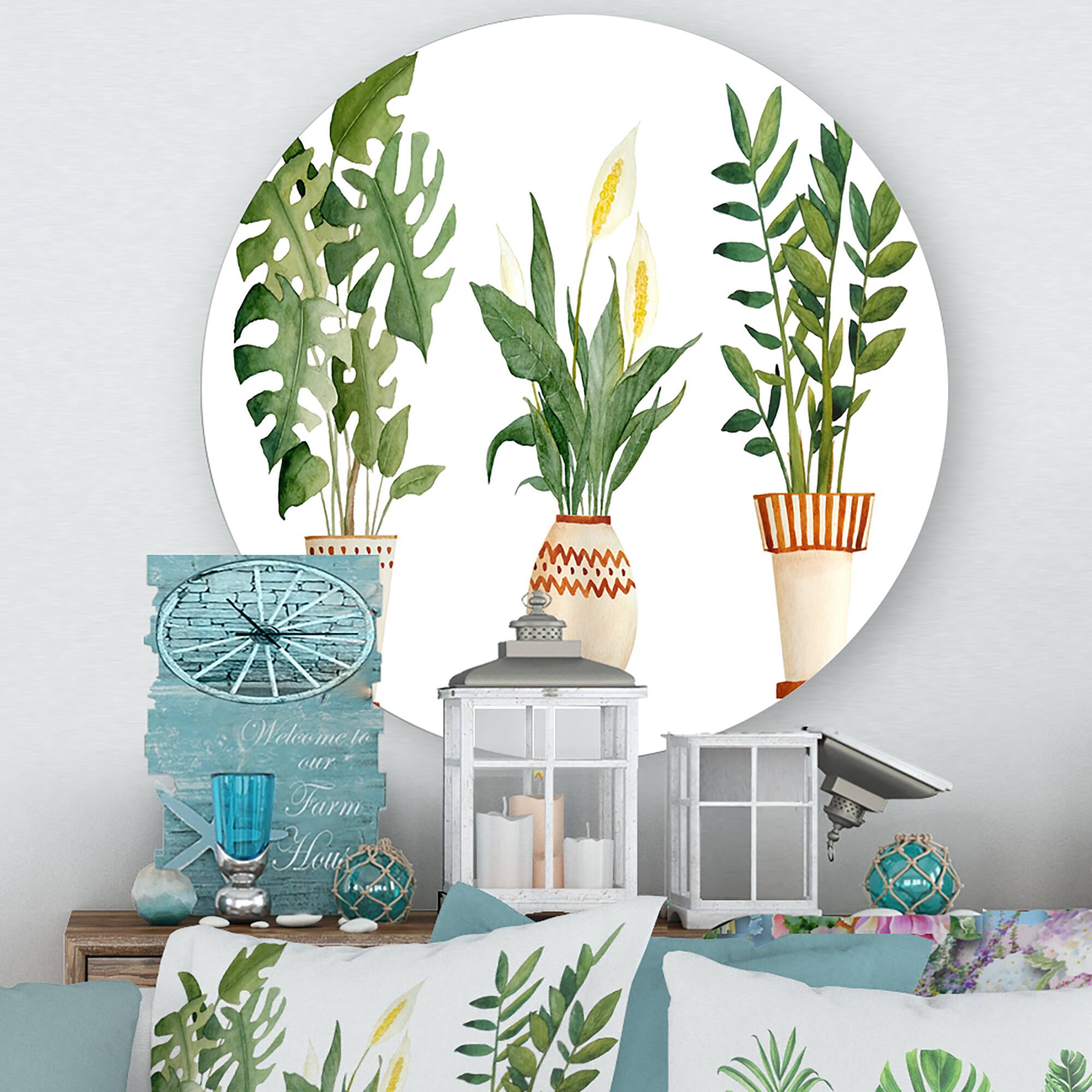 Designart - Houseplant Monstera & Peace Lily In Terra Cotta